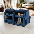 thumbnail image 2 of Demi Bonn 40” Soft-Sided Portable Dual Compartment Pet Carrier, Cat Carrier Condo with 2 Removable Hammocks, Blue, 2 of 9