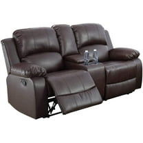 PonLiving 74'' Faux Leather Pillow Top Arm Reclining Loveseat,Brown