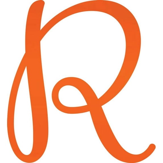 Acrylic Craft Letters, Lobby Sign R Script, 1'' Tall Fluorescent Orange Alphabet