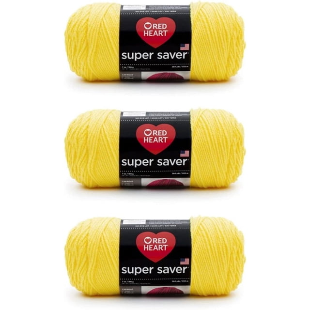 Yarn Red Heart Super Saver, amarillo brillante, 198 g/333 m, paquete de 3