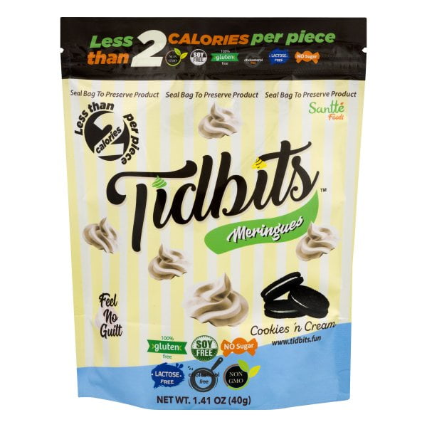 Tidbits Fun Bites Sugar-Free Meringue Cookies by Santte Foods - Cookies and Cream Size: One Pouch