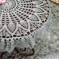 thumbnail image 2 of Mantel redondo de algodón a mano de ganchillo ahuecado, cubierta de tela para mesa de comedor de boda, 2 of 3