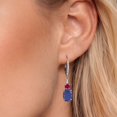 thumbnail image 3 of Gem Stone King 925 Sterling Silver Blue Lapis and Red Created Ruby Dangle Earrings for Women with Lab Grown Diamond (4.53 Cttw, Oval 9X7MM), 3 of 6