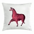thumbnail image 1 of Llama Throw Pillow Cushion Cover, Pink Toned Llama Design with Glasses and Daisy Romantic Jungle Wildlife Illustration, Decorative Square Accent Pillow Case, 24 X 24 Inches, Maroon Pink, by Ambesonne, 1 of 2