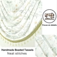 thumbnail image 5 of VOGOL Extra Wide Waterfall Valance 79x43 Inch - Sheer Voile Vintage Floral, Farmhouse Swag with Beaded Tassels for French Doors, Green, 5 of 7