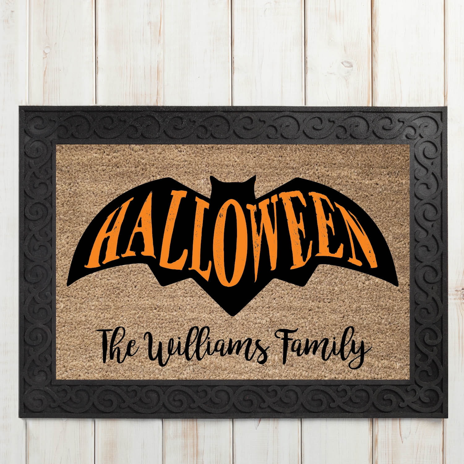 Halloween Bat Personalized Doormat