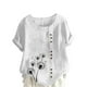 thumbnail image 1 of Vestidos Casuales Para Mujer, Blusas De Mujer De Moda Blusa informal de lino con cuello redondo, manga corta y botones para mujer, 1 of 4