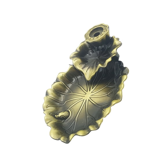 aroma therapy burner 1Pc Lotus Leaf Backflow Incense Burner Chinese Style Zen Decorations Alloy Tea Ceremony Decor (Green Bronze)