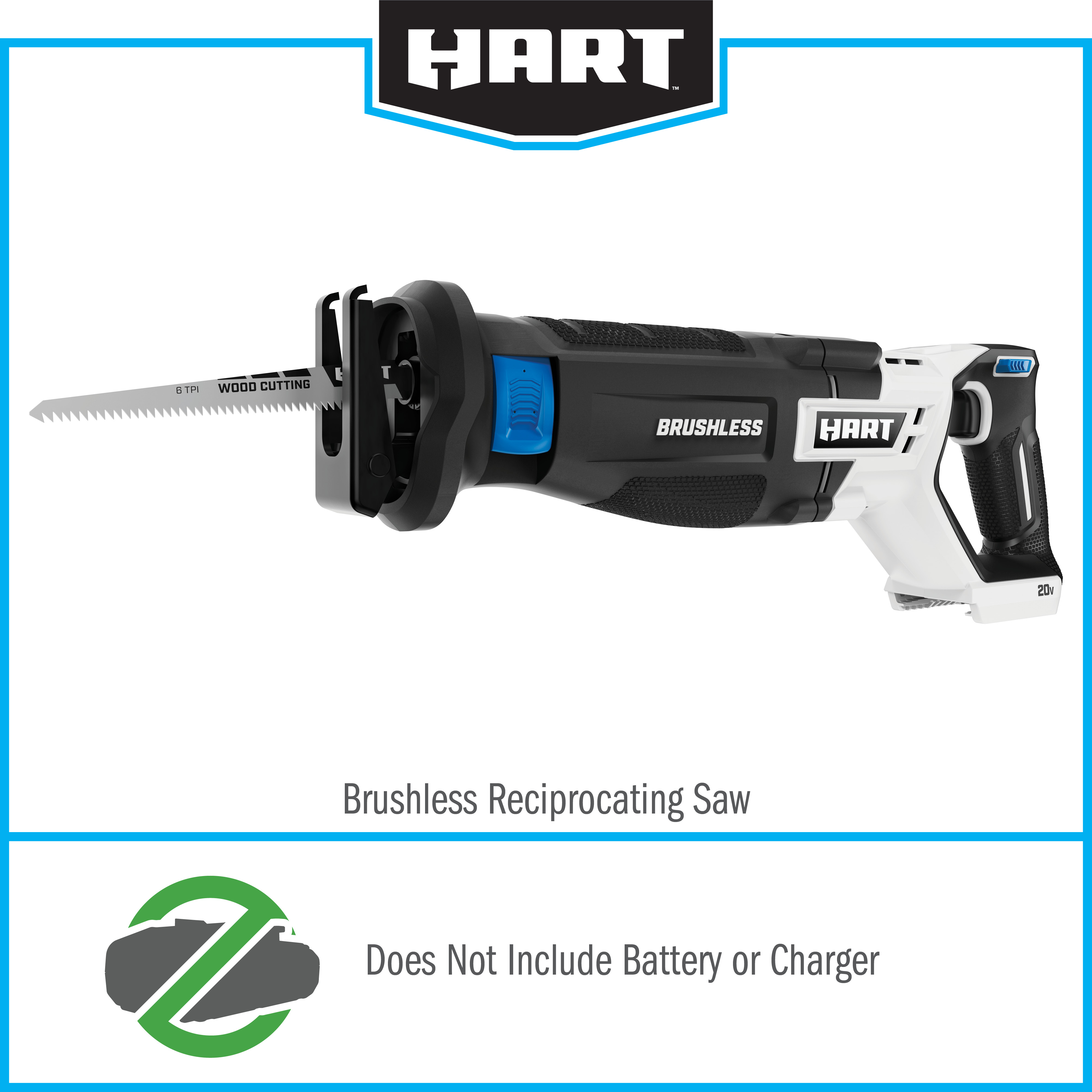 HART 20-Volt Battery-Powered Brushless Reciprocating Saw (Battery Not Included) - image 4 of 13