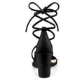thumbnail image 2 of BLISSFUL STEP Women's Shoes Clear Strap Lace Up Open Toe Chunky Heel Dress Sandals Black 6, 2 of 7