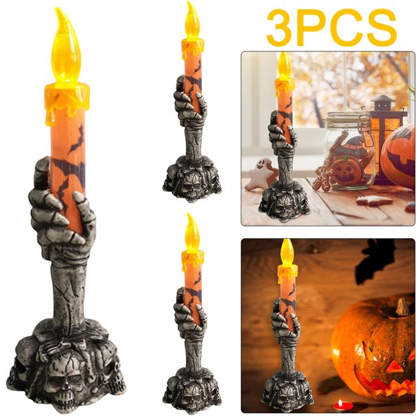 3 Velas Brillantes Terror Halloween Batería para Y Adultos Color Rojo