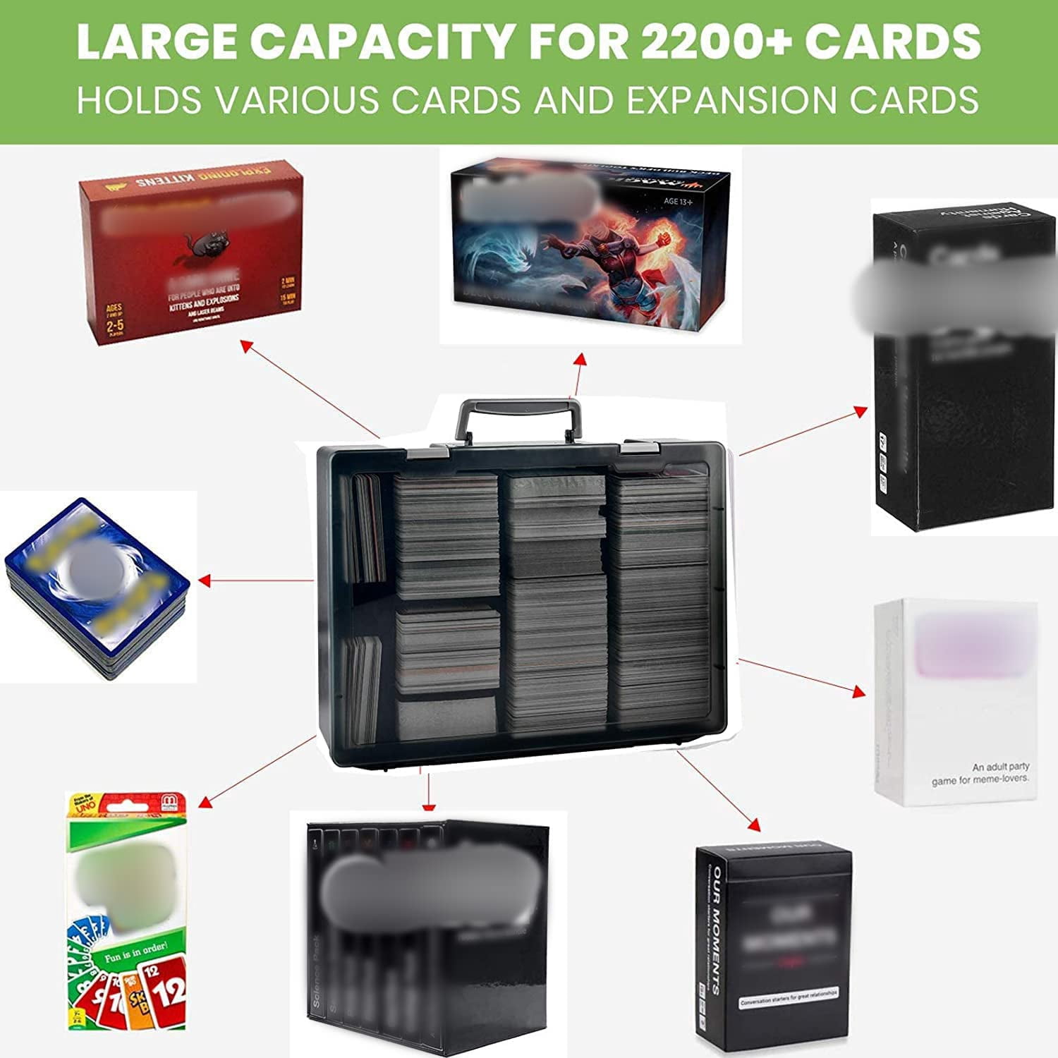 2200+ Trading Cards Holder for C.A.H/ MTG, Yugioh, Magic Supplies