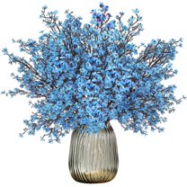 Babibeauty 6 Pcs Babys Breath Artificial Flowers Pink Bulk Real Touch Faux Silk Gypsophila Bouquet Fake Plastic Flower Decor for Home Wedding Bouquets Floral Arrangement Party Decoration, Blue