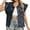 Black, variant on Womens Denim Jacket Jean Jacket Washed Wooden Ear Trim Vest Clothes