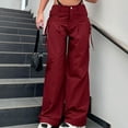 thumbnail image 2 of Womens Baggy Cargo Pants High Waist Straight Wide Leg Jogger Casual Sporty Workout Trousers with Pockets Streetwear, 2 of 8