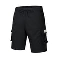 thumbnail image 6 of Cargo Short for Men Elastic Waist Drawstring Short Pants Relaxed Fit Hiking Casual Classic Travel Big & Tall Camo Cargo Pants Multi-Pocket Quick Dry Beach Shorts,Black XL, 6 of 6