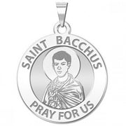 Saint Bacchus Religious Medal  - 3/4 inch Size of a Nickel - Sterling Silver