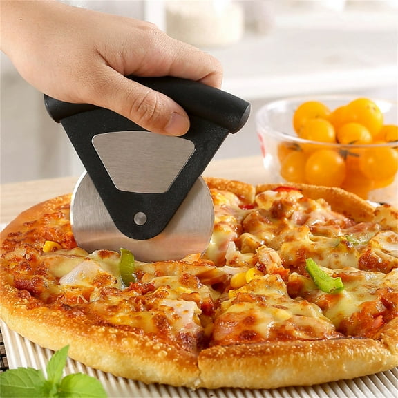 CheAAlet Pizza Cutter Wheel with Protective Blade Cover ,Easy to Clean & Dishwasher Safe ,Non-slip Grip ,Round Pizza Cutter Detachable Slicer ,Stainless Steel Handheld Pizza Slicer Black