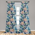thumbnail image 2 of Dreamy Floral Window Curtains, Outer Space Inspirations Blooming Flowers with Leaves on Starry Back, Lightweight Decor 2-Panel Set with Rod Pocket, Pair of - 28"x95", Dark Lavender Lilac, by Ambesonne, 2 of 3