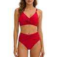 thumbnail image 2 of High Waisted Bikini Sets for Women,Push Up Swimsuits Stretch Fit V Neck Twist Front Bathing Suit, 2 of 7