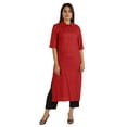 thumbnail image 1 of Moomaya Kurta en Rayonne Uni pour Femmes à Manches Évasées, Col à Cordon, Kurti Ethnique Long, 1 of 7