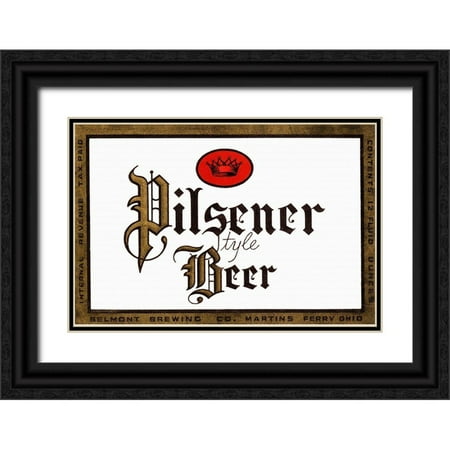 Vintage Booze Labels 32x23 Black Ornate Wood Framed with Double Matting Museum Art Print Titled - Pilsener Style Beer