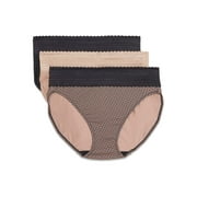 Blissful Benefits by Warner's Women's No Muffin Top Micro Hi-Cut Panties W/ Lace, 3-Pack