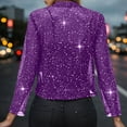 thumbnail image 6 of Elegant Solid Color Casual Jacket Lightweight Shiny Front Open Long Sleeve Breathable Thin Party Cardigan Outerwear Coat for Women, 6 of 6