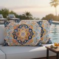 thumbnail image 2 of Outdoor Pillow Cover Vintage Figure Set of 2 Waterproof Throw Pillowcases Medieval Ethnic Style Turkish Texture Decorative Patio Furniture Pillows for Couch Garden Indoor & Outdoor Use, 2 of 9