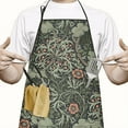 thumbnail image 2 of Green Pioneer Flower Pattern Apron-Garden Aprons for Women with Pockets-Cotton Linen Waterproof Kitchen Cooking Gardening Aprons Adjustable for Kitchen,Cooking,BBQ and Salon 33x27 Inch, 2 of 7