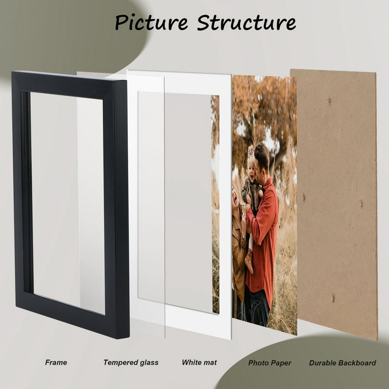 4 Pack 4x6 Picture Frame with Mat, Matted to 4 x 6 inch Photo for Wall or Tabletop Decor, Black