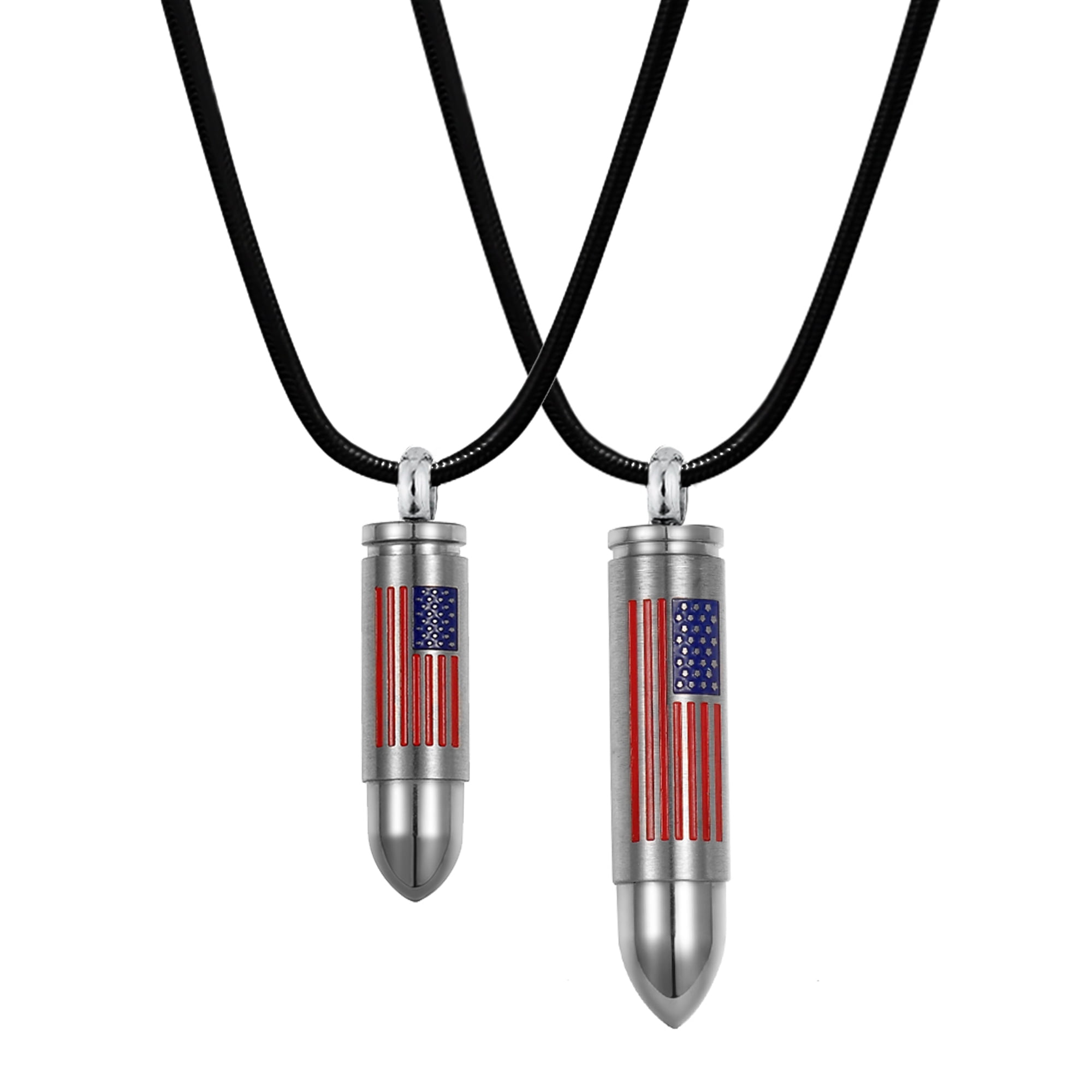 Large American Flag Bullet Cremation Jewelry Memorial Necklace Cremation  Urn Neckalce for Ashes Urn Keepsake with Gift Box