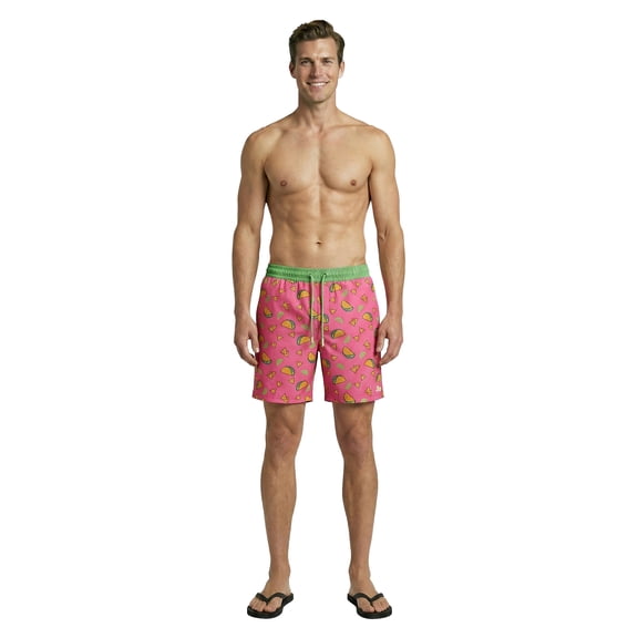 Birdie Bound Men's Printed Taco Tuesday Swim Trunks, Sizes S-3XL