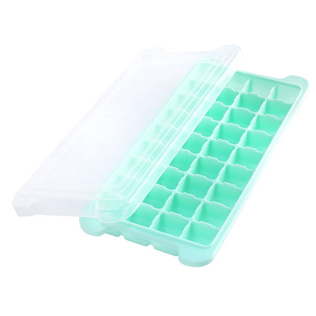 Molde para cubitos de hielo con tapa, de silicona, para nevera, con 36 rejillas, fácil de desmoldar, para cubitos de hielo, 24 rejillas