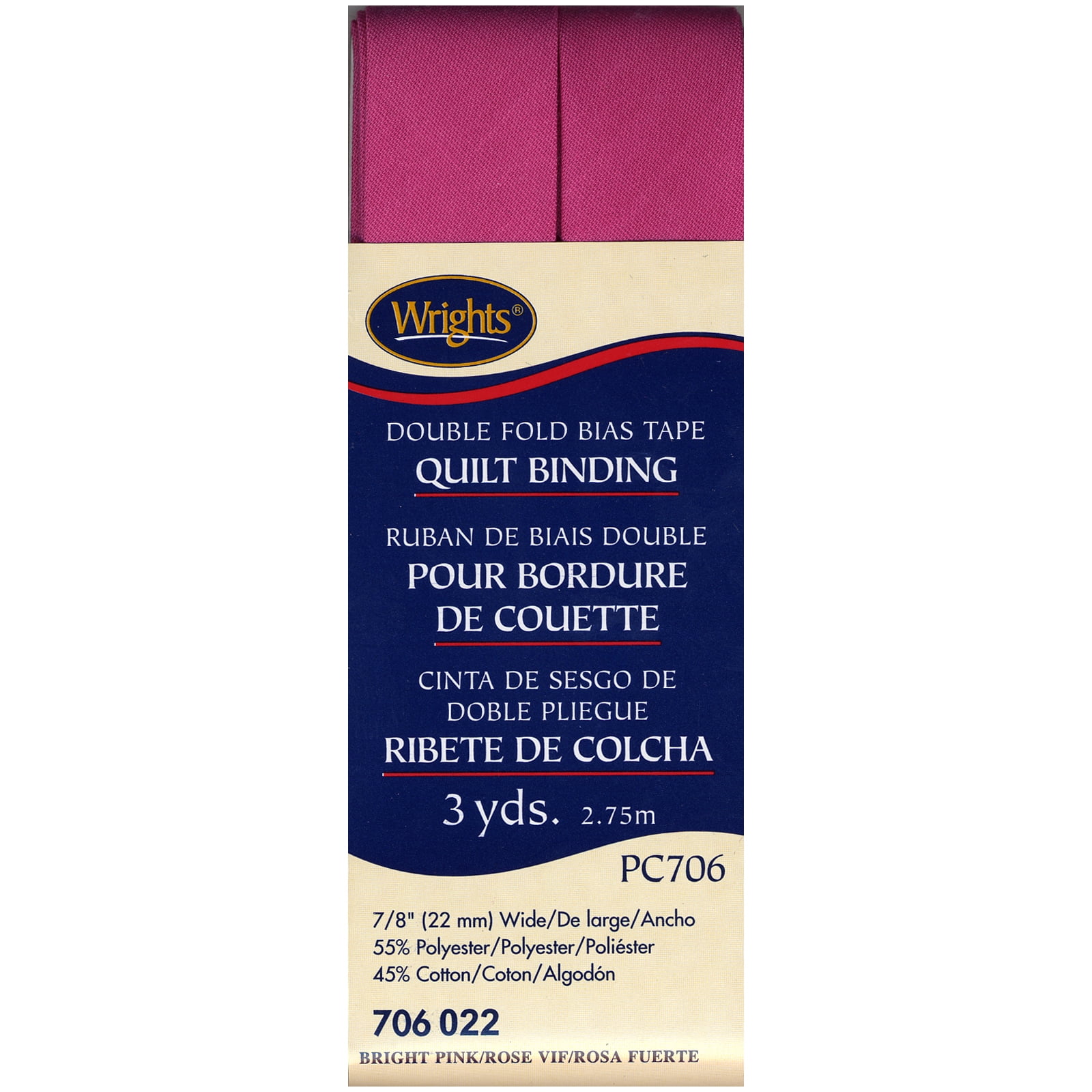 (2 pack) Wrights 7/8" Bright Pink Quilt Binding, 3 yd