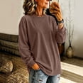 thumbnail image 2 of yillto Womens Long Sleeve Crewneck Sweatshirts Plus Size Loose Casual Solid Color Sweatshirt S-5XL, 2 of 6