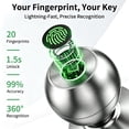 thumbnail image 3 of Fingerprint Door Knob, 3-in-1 Smart Door Lock with App Control & Backup Keys, Biometric Keyless Entry for Bedroom, Apartment, Office, Satin Nickel, 3 of 8