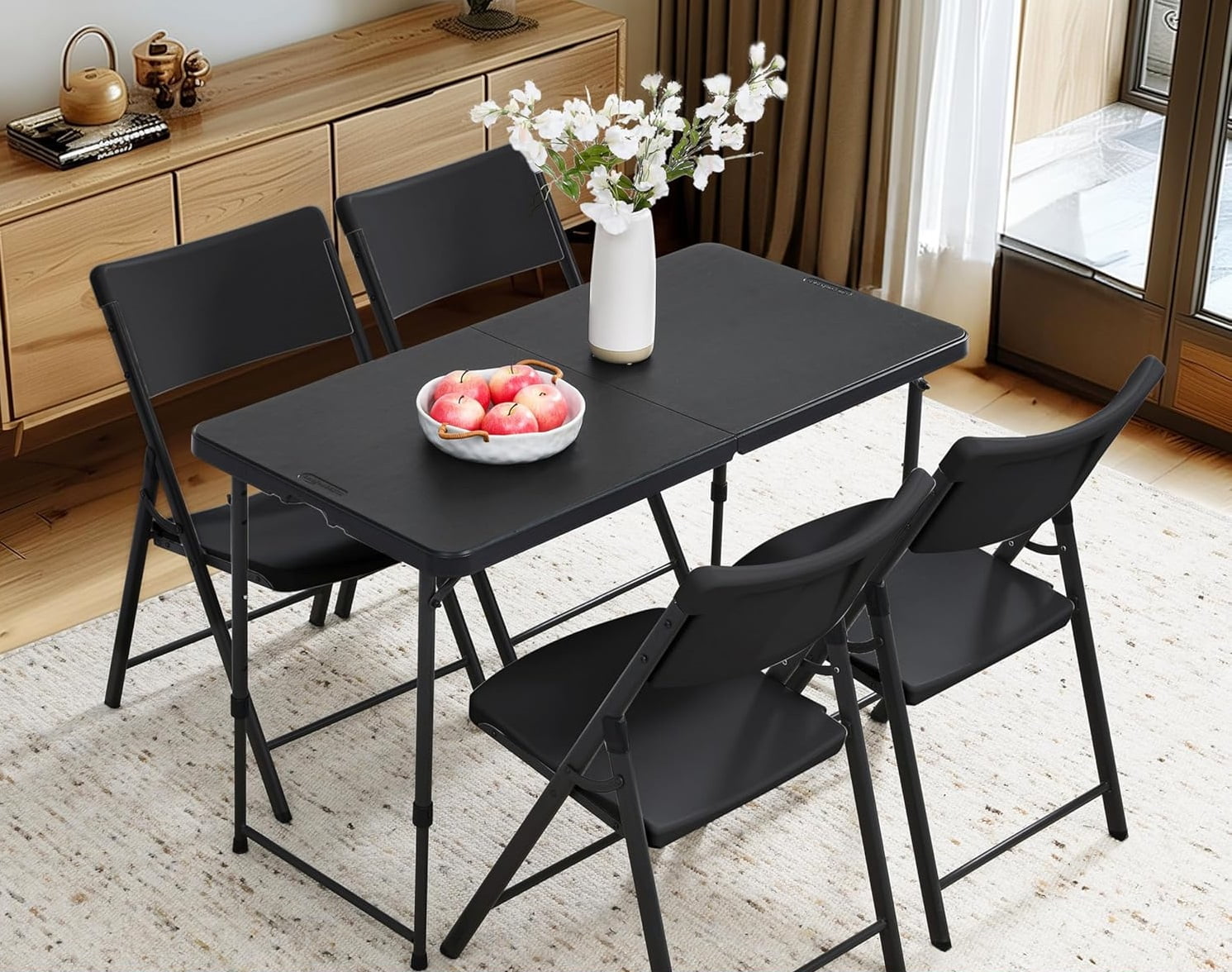 Mainstays 4' Adjustable Height Centerfold Folding Table, Black
