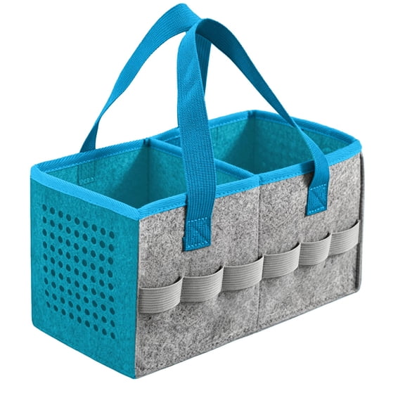 Foldable Felt Storage Pouch for Audio and Plush Toy, Large Capacity, Lightweight Storage Bag with 2 Separate Compartments for Indoors, Outdoors, Travel, Car Rides