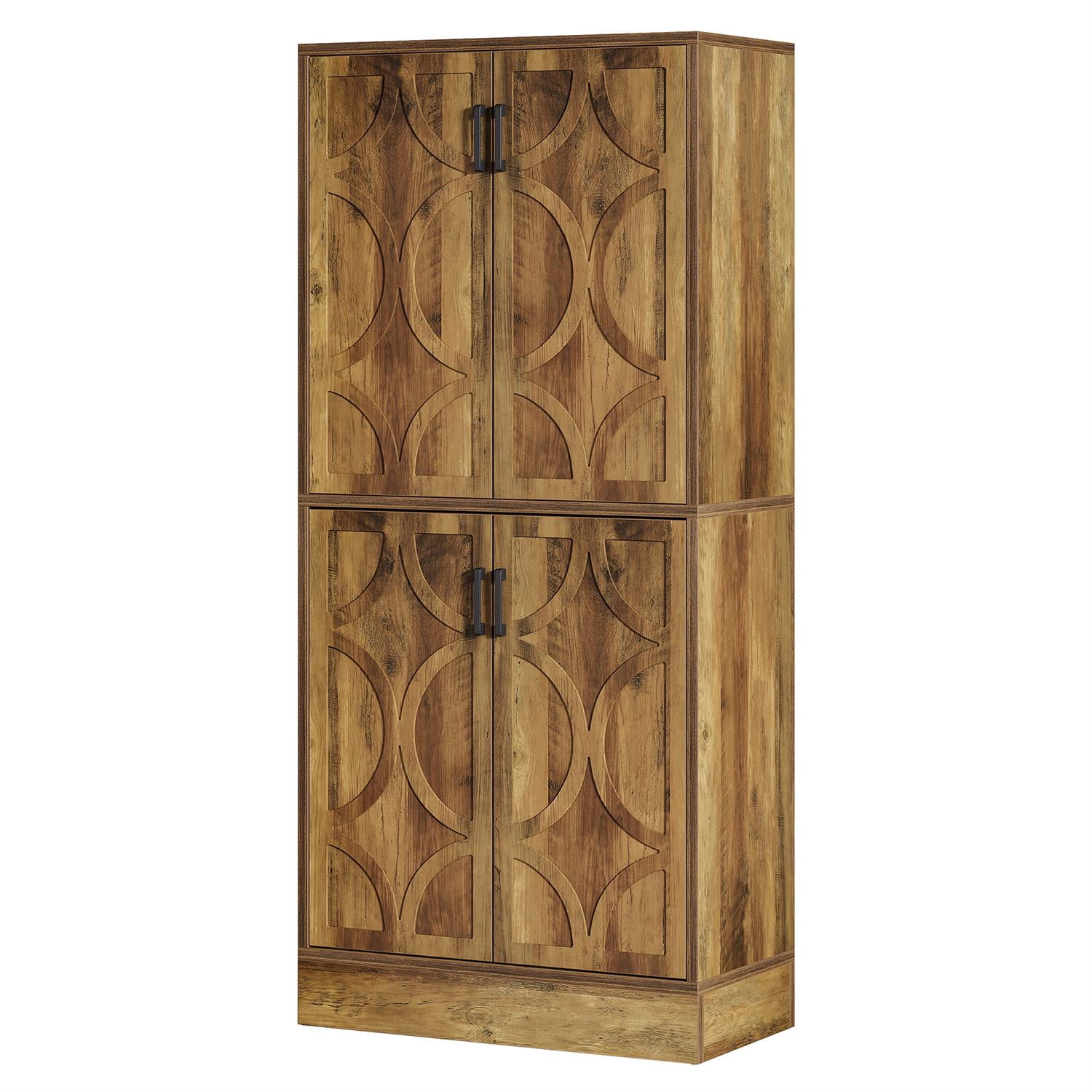 Demi Bonn 71" Bohemian Carved Wood Bookshelf, Stylish Storage Cabinet for Living Room, Versatile Bookcase with Decorative Accents, Brown