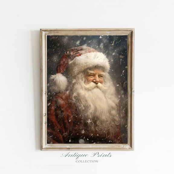 PosterArt Santa Portrait Poster, Farmhouse Winter Wall Art, Rustic Festive, 16x24 UNFRAMED