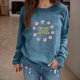 thumbnail image 2 of Gibobby Sudadera mujer Sudadera de manga larga con estampado gráfico de letras y cuello redondo para mujer(Azul,XL), 2 of 5