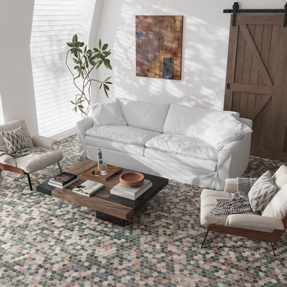 Lucenza 12x12 in. Green Beige Matte Recycled Glass Hexagon Mosaic Wall and Floor Tile (5.28 sq ft/case, 6-Pack)