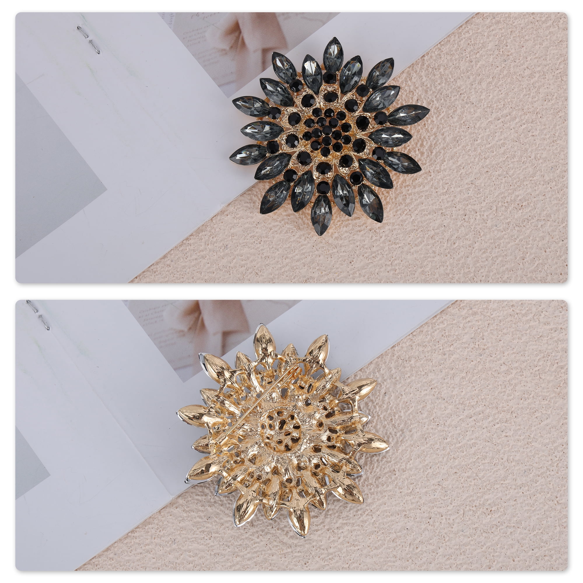 Unique Bargains Faux Crystal Ice Flower Rhinestone Brooch for Fashion Accessories Gray