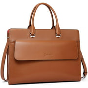 BOSTANTEN Briefcase for Women 15.6 Inch Laptop Shoulder Bag Leather Business Messenger Bags Brown