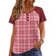 thumbnail image 1 of Tops de Manga Corta para las Mujeres Suelto Ajuste a Damas Rayas Impreso Botón Cuello Redondo Top Moda Casual, 1 of 9