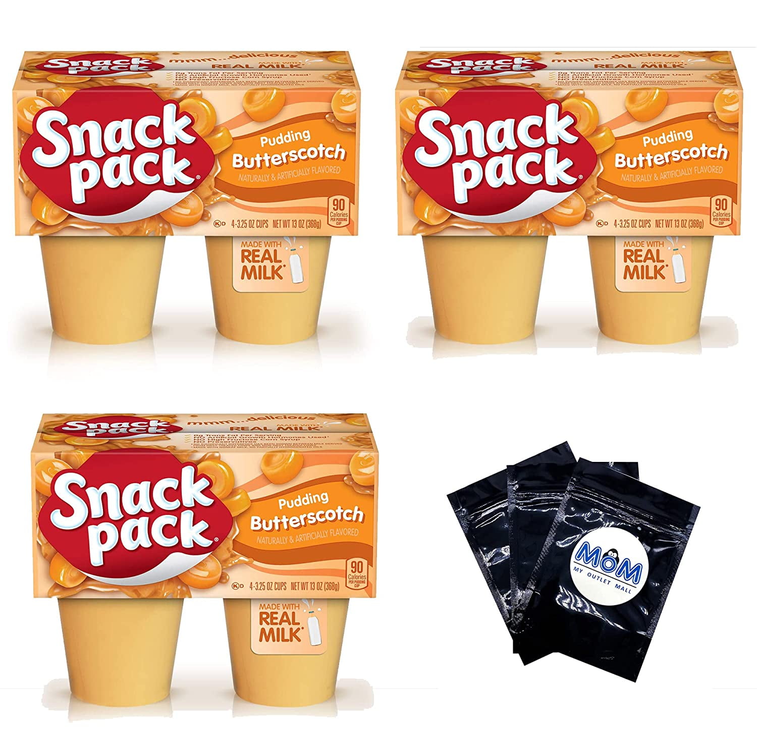 Snack Pack Butterscotch Pudding Cups 13oz (3 Pack) Snack Bundle plus 3