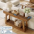 thumbnail image 4 of Farmhouse Narrow Console Table with Drawer – Rustic Wood Sofa Side Table – Two-Tier Storage Shelf – 60 Inch Entryway Table for Living Room, Hallway, or Behind Couch – Easy Assembly, Brown Color, 4 of 8