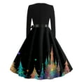 thumbnail image 7 of Christmas Dresses for Women Women's Casual Fashion Round Neck Long Sleeve Christmas Printed Party Vintage Long Dresses for Holiday Gathering,Light Blue,5XL, 7 of 7