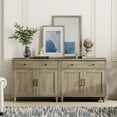 thumbnail image 5 of WAMPAT Large Buffet Cabinet with 4 Doors and 2 Drawers, Modern Coffee Bar Tables Wood Kitchen Storage Cabinets with Adjustable Shelf, Farmhouse Sideboard Credenza for Dining Room, Wash Grey, 68 inch, 5 of 8